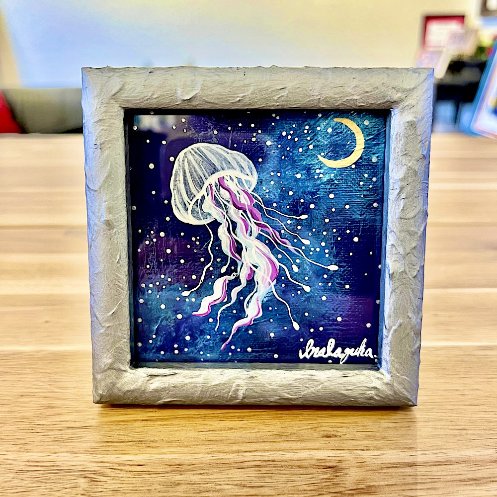 油絵 ミニ絵画 【クラゲ】
