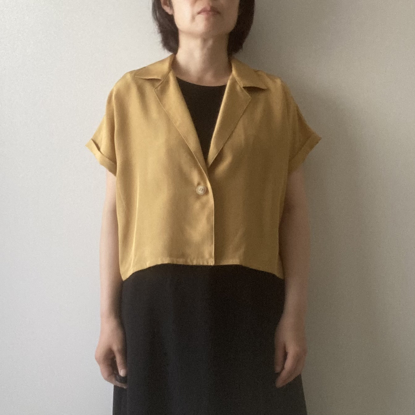 着物リメイクシャツ　黄土色