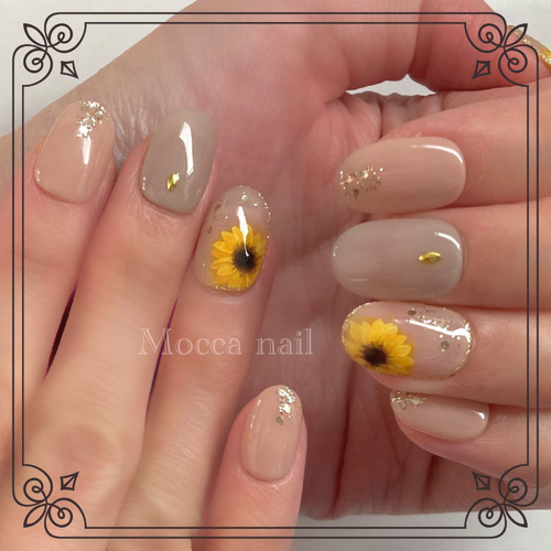 340】大人なひまわりネイル ネイルチップ ネイルチップ（つけ爪