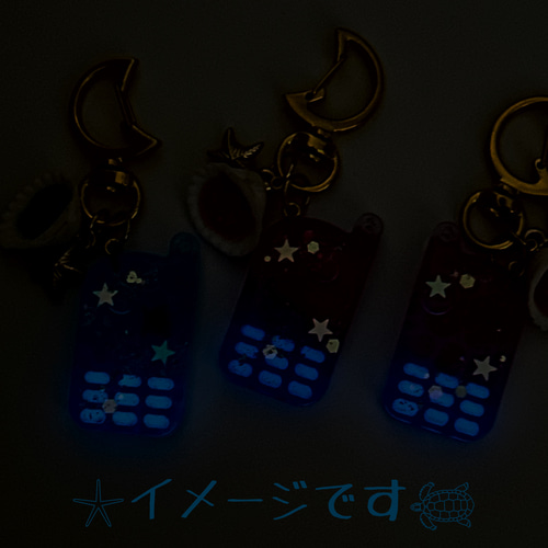 蓄光✩メンダコのガラケー キーホルダー✽.。ピンク パープル/水色