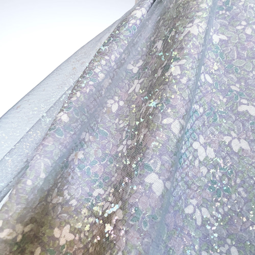 ラメチュール 花柄可愛い水色ワンピ 着物リメイク ワンピース着物  