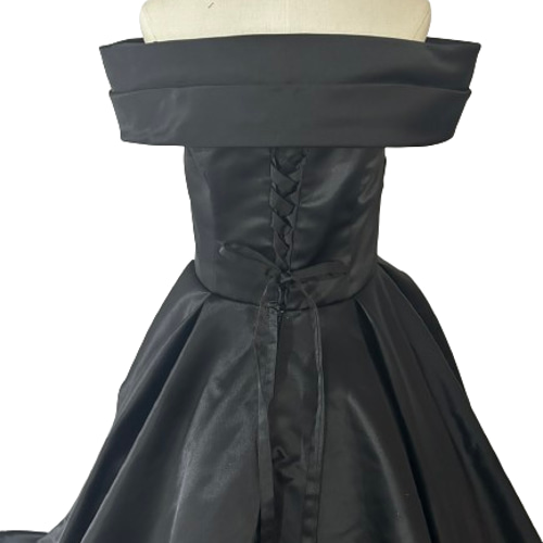 カラードレス オフショルダー ボルドー色 光沢サテン 披露宴/結婚式  