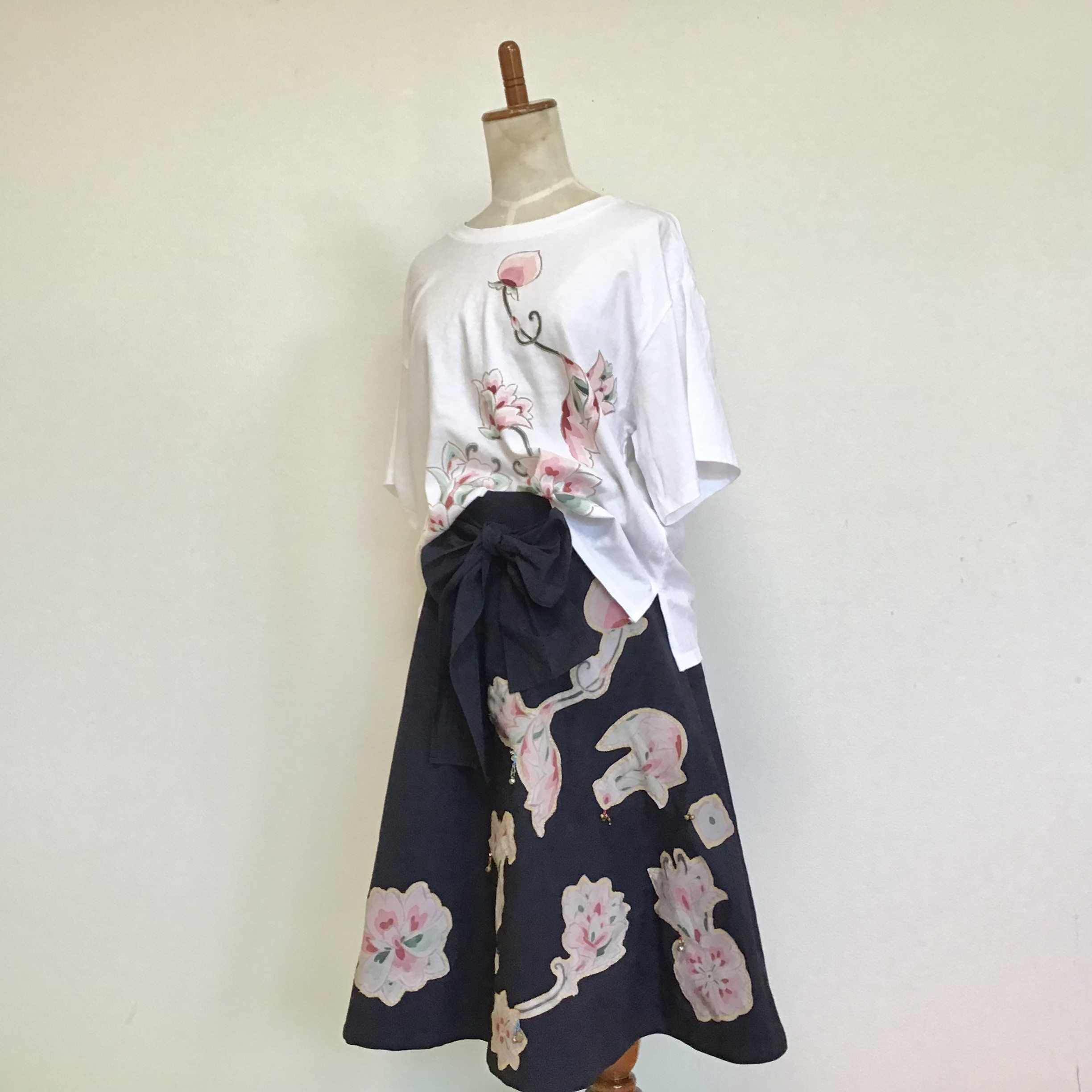 型染 “繧繝” フレアスカート　NV