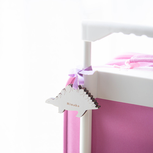 2点セット〉名入れ恐竜⌇子供席札・チャーム・タグ, 木製「Herbivore