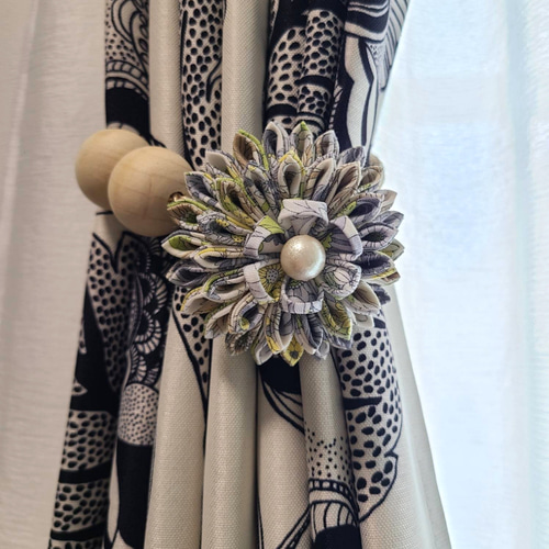 つまみ細工】マグネットカーテンタッセル2個セット カーテン unimo.A