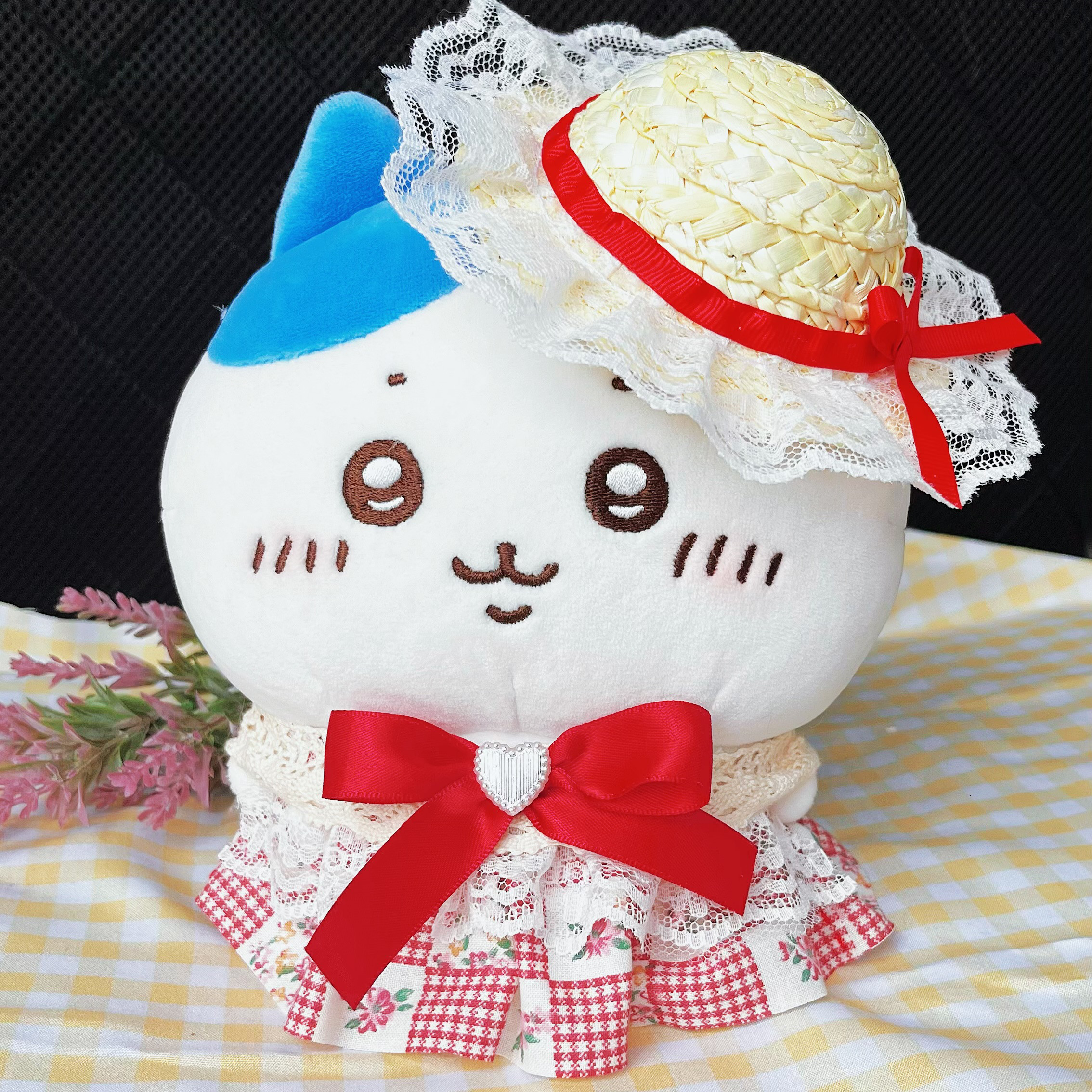 ぬい服 20cm ちいかわ 着せ替え ロリータ ワンピース 麦わら帽子