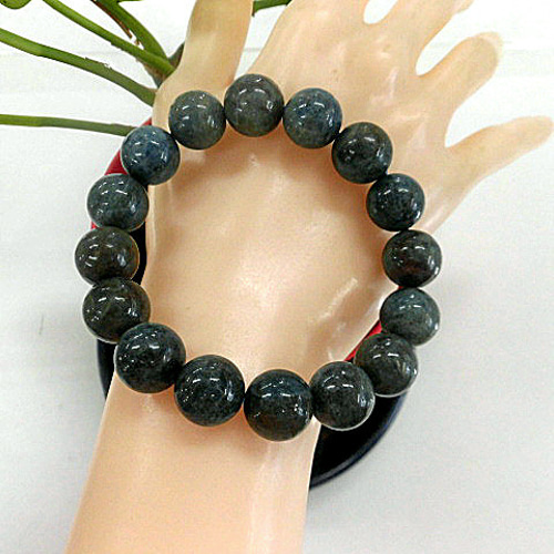 天然石 カイヤナイト13.0mm～13.6mm玉ブレスレット 内周19.0cm