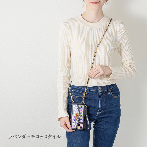 【夏季限定7/31まで】天然貝螺鈿アート×本革★スマホケース（カードケース／チェーン付き）｜Pandora (パンドラ) 5枚目の画像