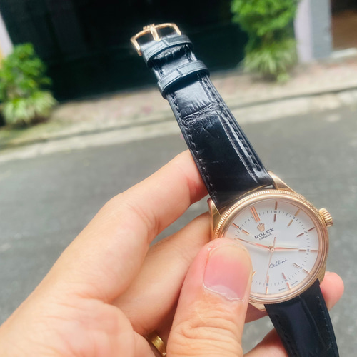 GC 腕時計 Y31006L1/01 - 螺鈿、ゴールド、レザーストラップ Rolex Cellini 時計用の手作りワニ革ストラップ (送料無料) 腕時計