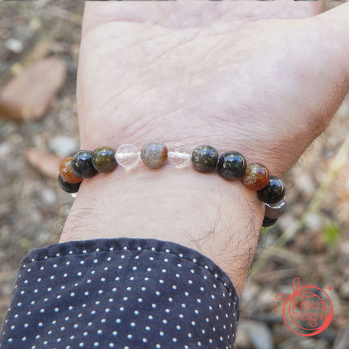 お守り ブレスレット＊天然石 アラシャン瑪瑙 星空瑪瑙 ブラックアクア