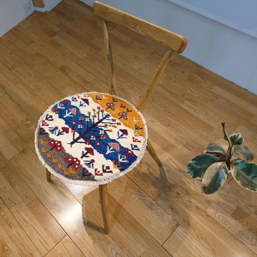 新規入荷】ペルシャ ギャッベ ミニマット 横41Φ41.5cm円形