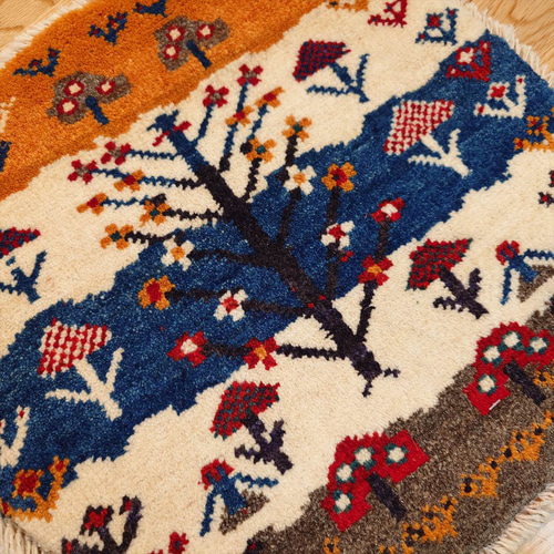 新規入荷】ペルシャ ギャッベ ミニマット 横41Φ41.5cm円形