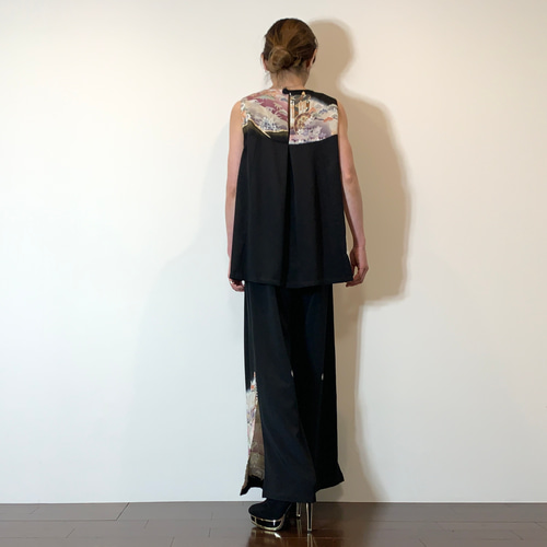 NO93 着物リメイク　留袖リメイク　パンツセットアップ　ワンピース 着物リメイク 留袖 ワイドパンツのセットアップ ロングパンツ komomo