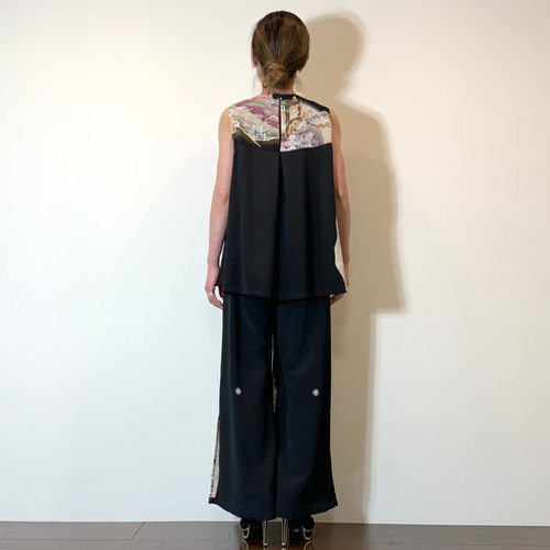 着物リメイク 留袖 ワイドパンツのセットアップ ロングパンツ komomo
