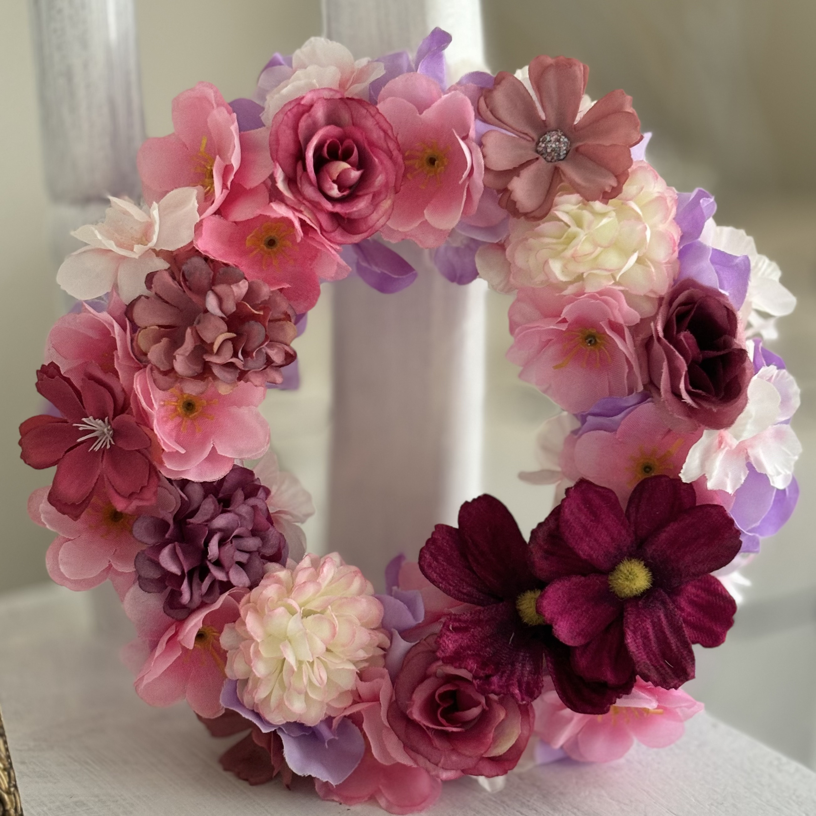 SALE】ピンク＆パープル フラワーリース 造花 【公式通販】