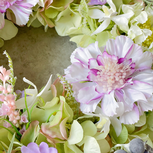 アジサイと小花のリース アーティフィシャルフラワー | FLORAL
