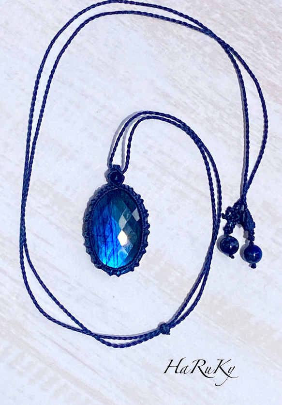 ♢ご予約済み♢夜空♡ディープブルー ラブラトライト マクラメ