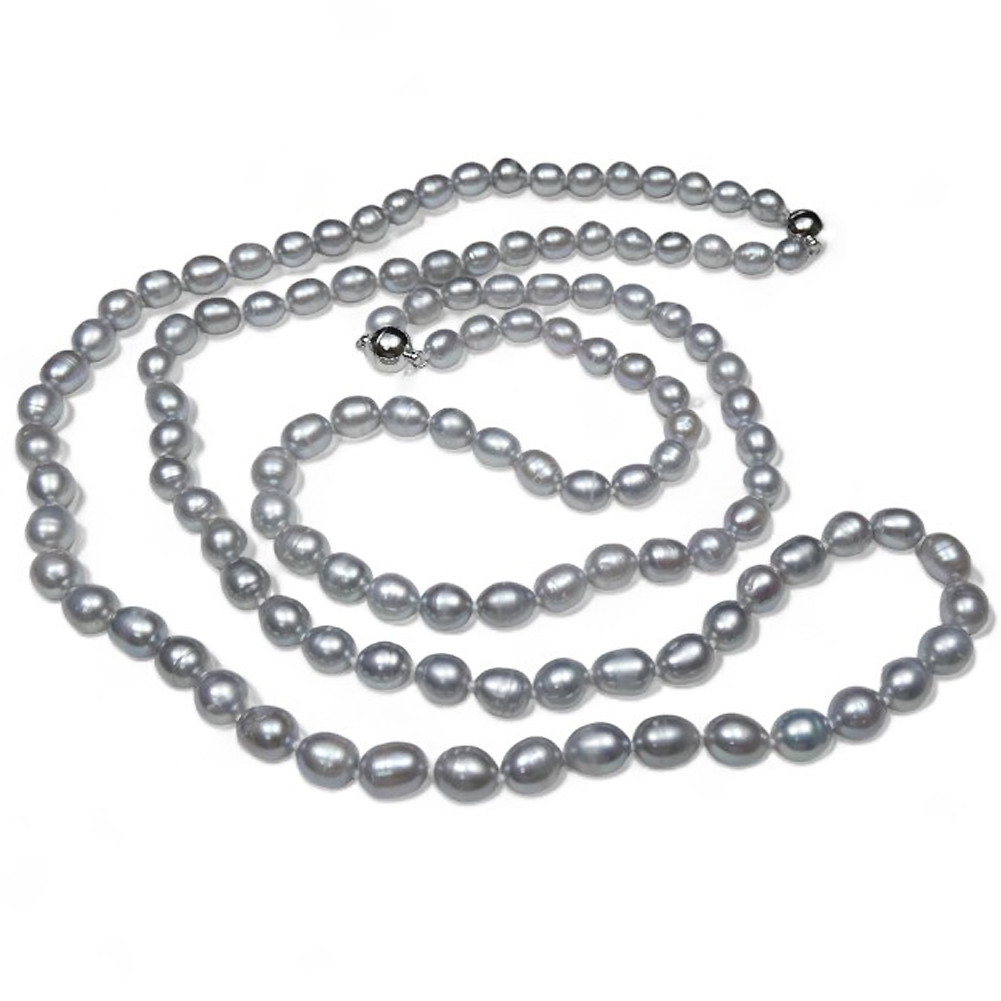 本真珠ネックレス ショート＆ロングコンバーチブルタイプ ネックレスグレー系8.0-9.0mm オールノッチA675
