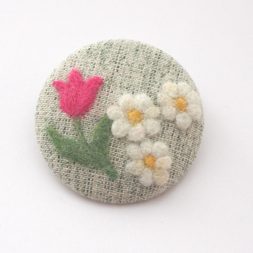 羊毛フェルト 等しく 刺繍「緑いっぱいの公園」フレーム