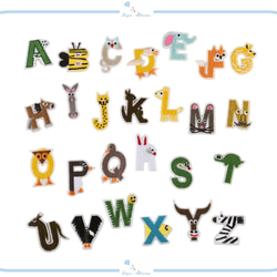 ES100-I アップリケ 刺繍 アルファベット デザイン イニシャル ハンドメイド 材料 アイロン ワッペン 入園 2枚目の画像