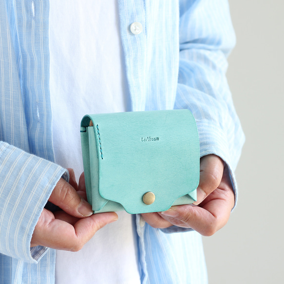 お札が折れない 可愛い二つ折り財布 LF-021 シビラ×ヌメ革ツートン レザー財布 ミニ財布 革財布 コンパクト財布 9枚目の画像