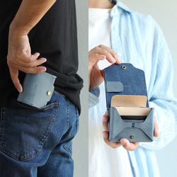 お札が折れない 可愛い二つ折り財布 LF-021 シビラ×ヌメ革ツートン レザー財布 ミニ財布 革財布 コンパクト財布 7枚目の画像