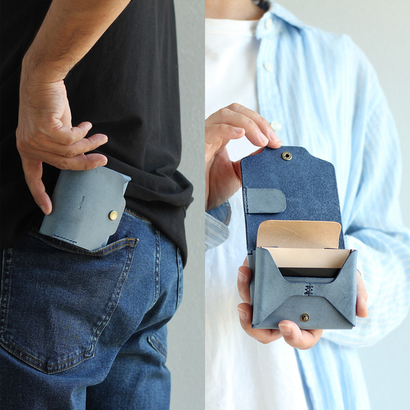 お札が折れない 可愛い二つ折り財布 LF-021 シビラ×ヌメ革ツートン レザー財布 ミニ財布 革財布 コンパクト財布 7枚目の画像