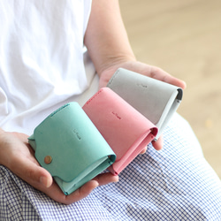 お札が折れない 可愛い二つ折り財布 LF-021 シビラ×ヌメ革ツートン レザー財布 ミニ財布 革財布 コンパクト財布 6枚目の画像