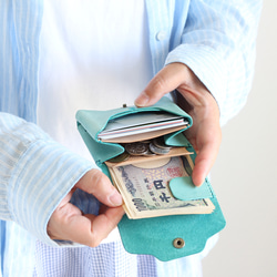 お札が折れない 可愛い二つ折り財布 LF-021 シビラ×ヌメ革ツートン レザー財布 ミニ財布 革財布 コンパクト財布 10枚目の画像