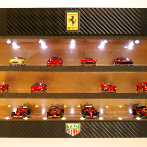 1/64展示30台可・カーボン＆ローズG・3層式ディスプレーBOX / LED25灯  