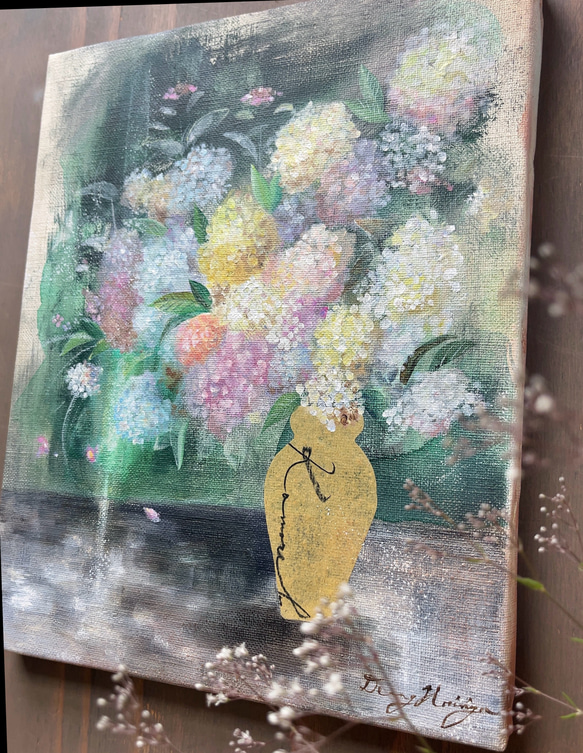 木漏れ日の紫陽花 【原画/F3キャンバス/アクリル画】インテリアアート 
