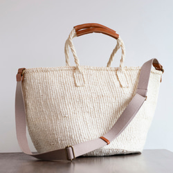 【帆布インナーバッグ付き】ケニア サイザルバッグ かごバッグ バスケット ナチュラル 編み込み 麻 ak-57si 4枚目の画像