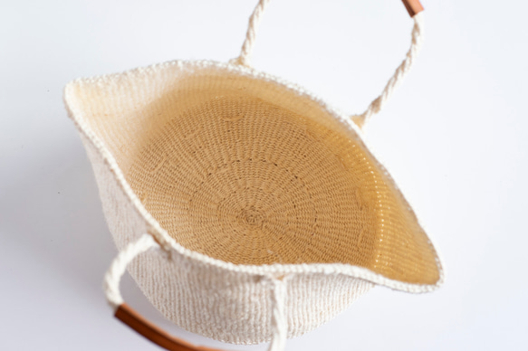 【帆布インナーバッグ付き】ケニア サイザルバッグ かごバッグ バスケット ナチュラル 編み込み 麻 ak-57si 9枚目の画像