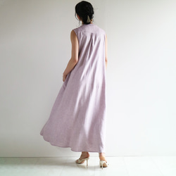 新款清涼無袖【人字紋】半亞麻長喇叭裙♡ 第6張的照片