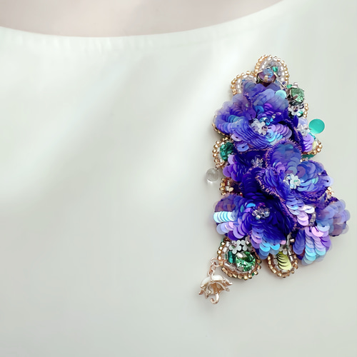 ブローチおまとめ　チャミュ 受注生産】紫陽花の妖精になれるヘアクリップ/ブローチ2way