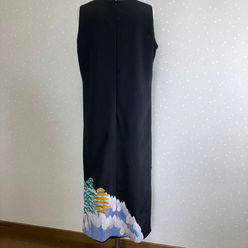 No.124留袖ドレスノースリーブワンピースとボレロ直線11号M〜L着物  