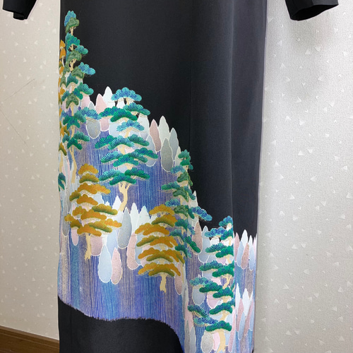 No.124留袖ドレスノースリーブワンピースとボレロ直線11号M〜L着物  