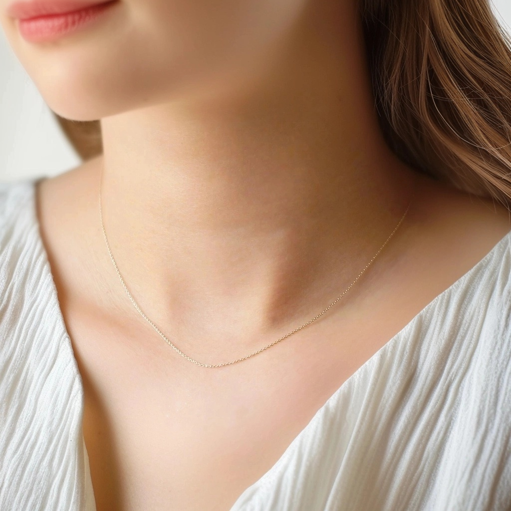 冬のおしゃれに♡つけっぱなし K10 シンプル 華奢 チェーンネックレス スキンジュエリー 重ね付けにも♪〈103〉