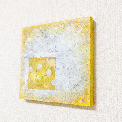 原画 油絵 サンライズ 日の出のアート 抽象画 S0 イエロー×ホワイト