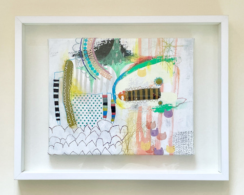 刺繍入り絵画「大丈夫、心配ないよ。(額入り) 絵画 マスダトモミ