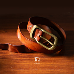 醸すヴィンテージ感】 35mmダメージ加工牛革 レザーベルト フォーマル