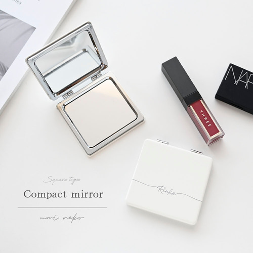 スクエア コンパクトミラー 名入れ 】 折りたたみミラー ポケット