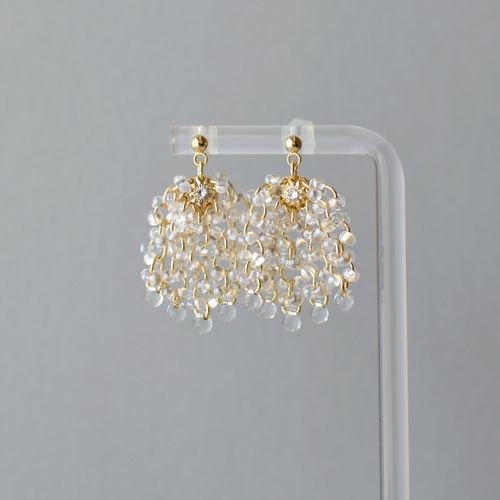 No.492 シャンデリアピアス ゴールド ハンドメイド シャンデリア イヤリング／ピアス ( gold ) ビーズタッセル ピアス