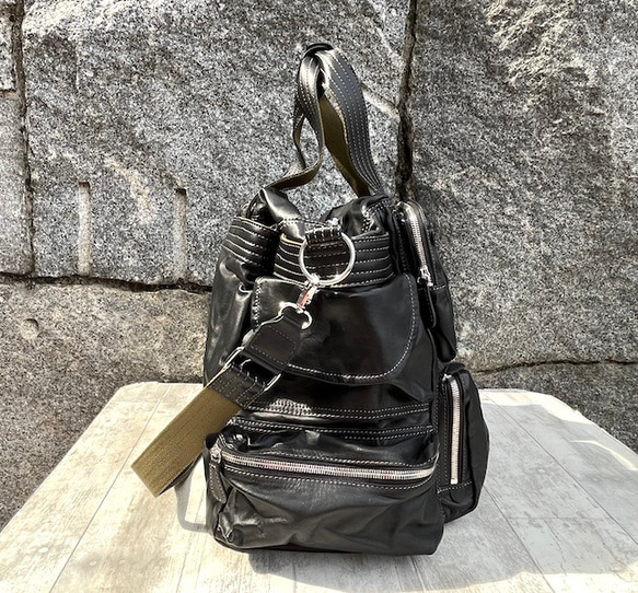 収納ポケット群レザーボストンバッグ BLACK バッグ・カバン 皮、革、レザー SKC1507078805(11550円)