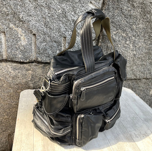 収納ポケット群レザーボストンバッグ BLACK バッグ・カバン 皮、革、レザー SKC1507078805(11550円)