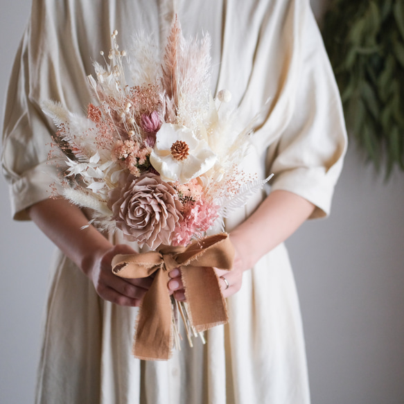 かすみピンクのミニブーケ＊ドライフラワーブーケ＊ウェディングブーケ  