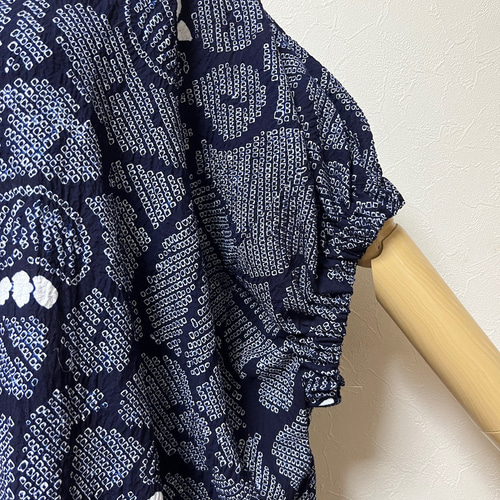 有松絞り 着物スリーブ フリーワンピース 着物リメイク ワンピース