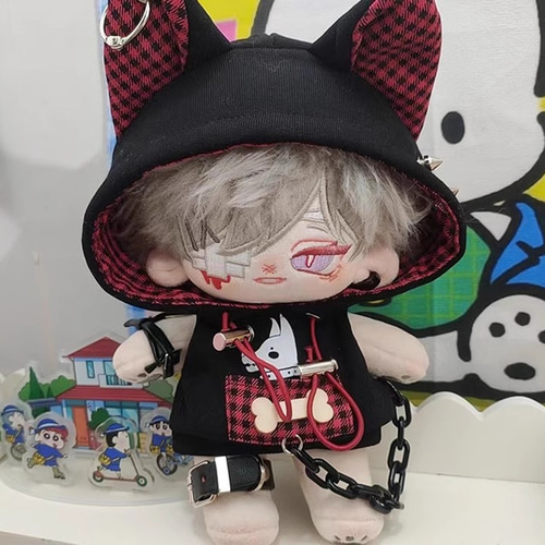 20cm着せ替えぬいぐるみ服 緊急活動パーカー 2色 耳付き 着せ