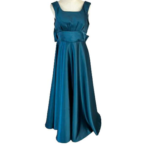 スクエアネック パーティードレス 青 優しい 色直し 快適な生地 拳式  