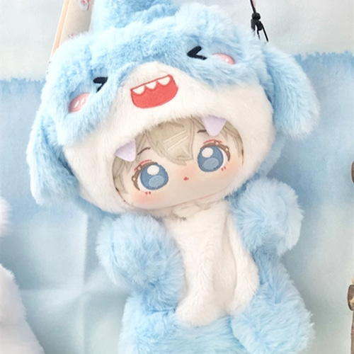 20cmぬいぐるみ 着せ替えぬいぐるみ バケ 白髪水色目 アイス